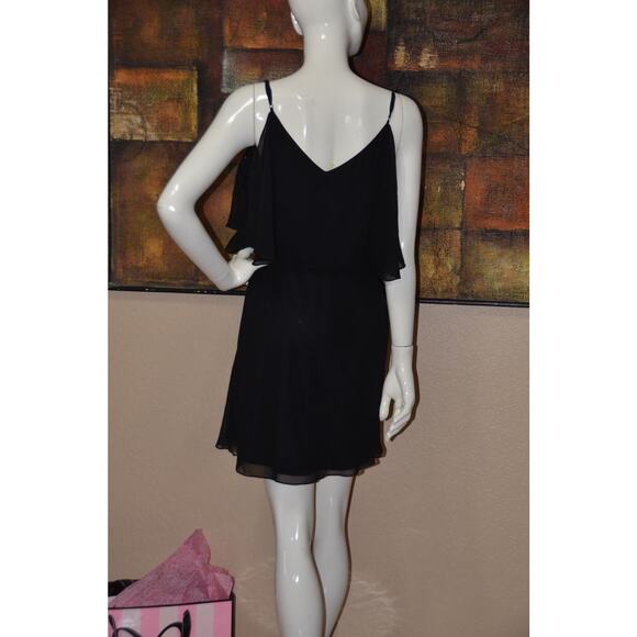 KAREN MILLEN Designer Black Party Cocktail Dress Sequin Frill Top Size 12 - Picture 8 of 9